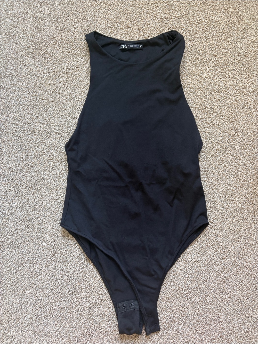 Zara Black High-Neck One-Piece Bodysuit